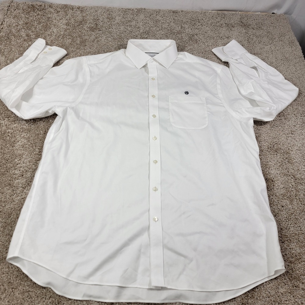 Charles Tyrwhitt Mens 18/35 XXL White Non-Iron Classic Fit Cotton Dress Shirt